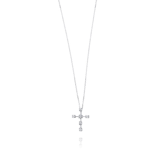 Mini Cross 9k White Gold Necklace
