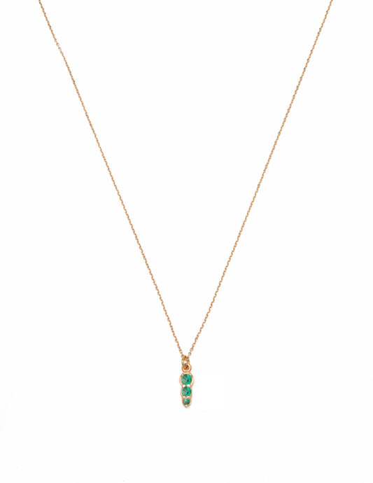 Emerald Three Stones Necklace - Gold Plated