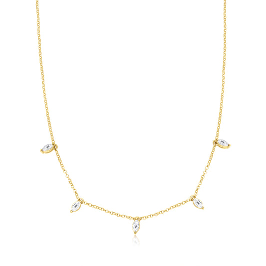 Necklace with naveta charms stones - Gold Plated