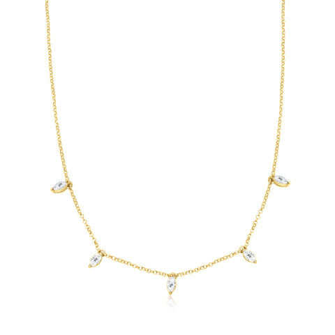 Necklace with naveta charms stones - Gold Plated