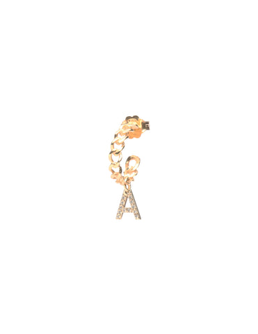 Custom Initial Hoop Single Earring - Gold Plated