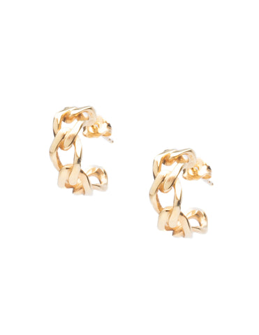 Chain Hoop Pair Earrings - Gold Plated