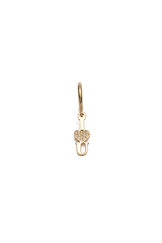 I love U Single Hoop Earring - Gold Plated