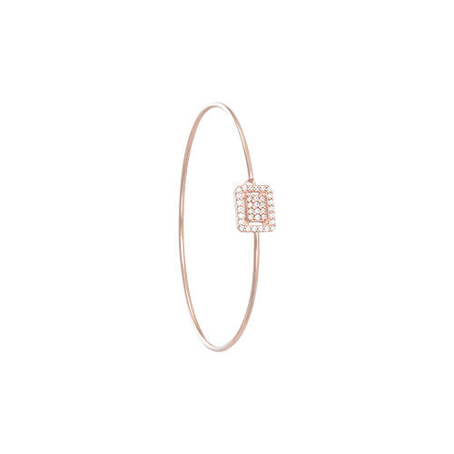 Pave Square Bracelet - Pink Gold Plated