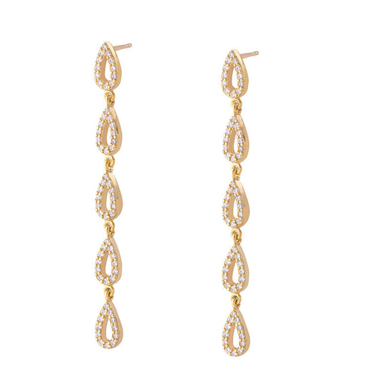 Tears Long Pair Earrings - Gold Plated