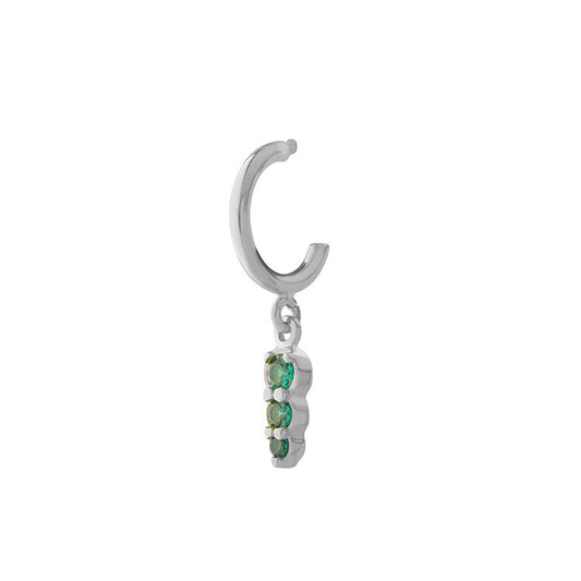 Three Stone Single Hoop with Emerald - Black Rhodium