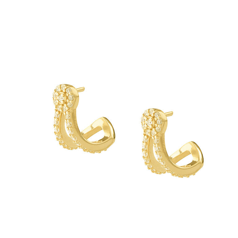 Double Pair Hook Earrings - Gold Plated