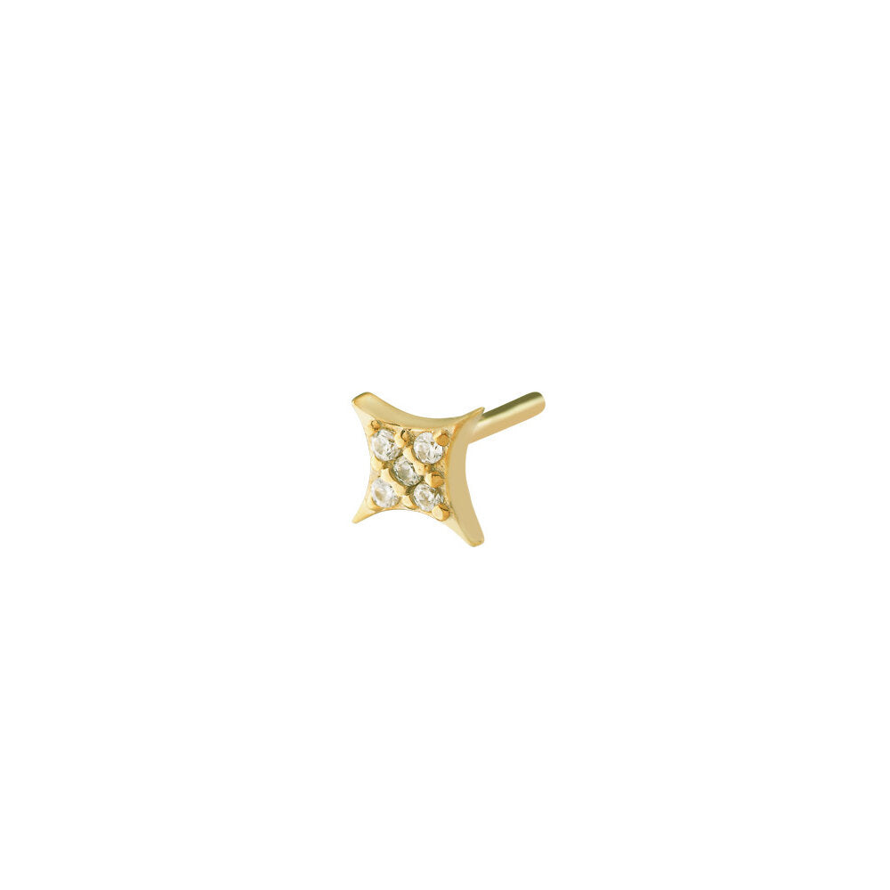 Rhombus Single Stud Earring - Gold Plated