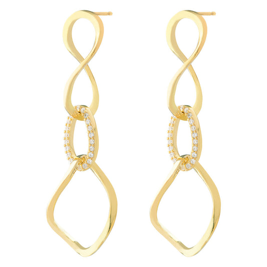 Long Chain Pair Earrings - Gold Plated