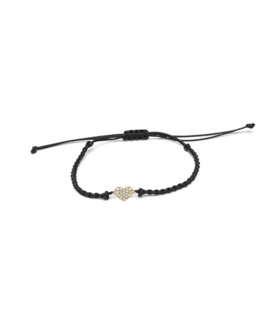 White Pave Heart Bracelet- Gold Plated