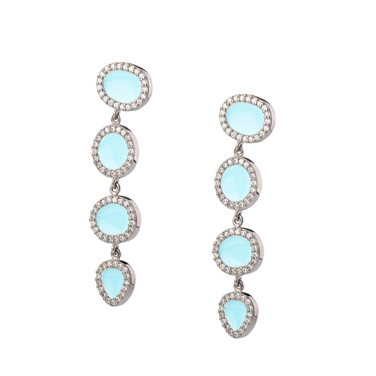 Turquoise Pebble Long Pair Earrings - Antique