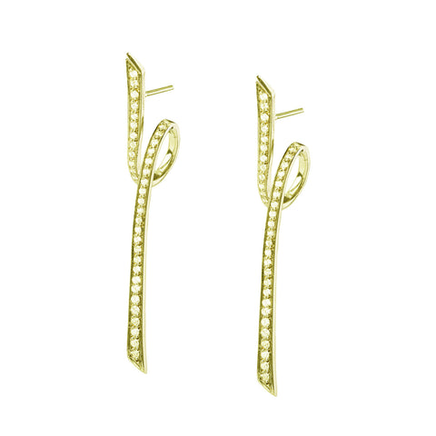 Ribbon Pair Earrings - Gold Plated