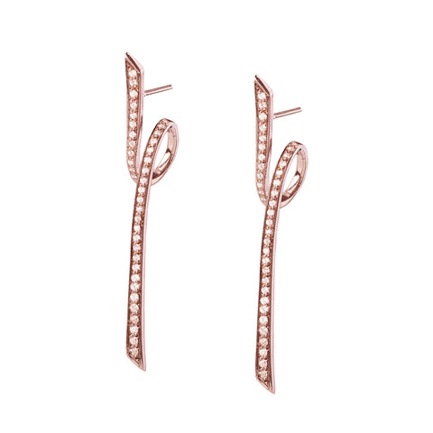 Ribbon Pair Earrings - Pink Gold Plated