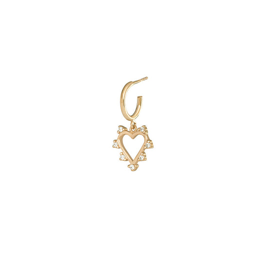 Heart Single Hoop Earring - Gold Plated