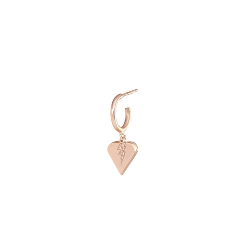 Heart with Lightning Hoop - Pink Gold Plated