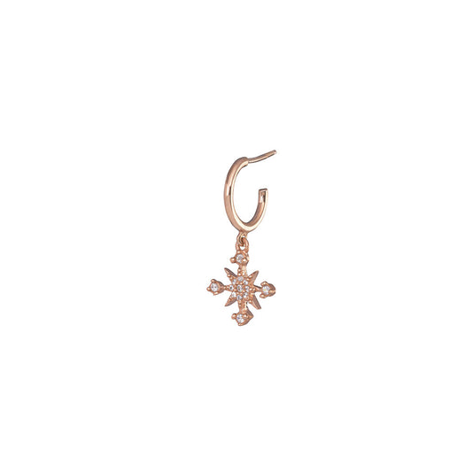 Star Single Hoop Earring - Pink Gold Plated