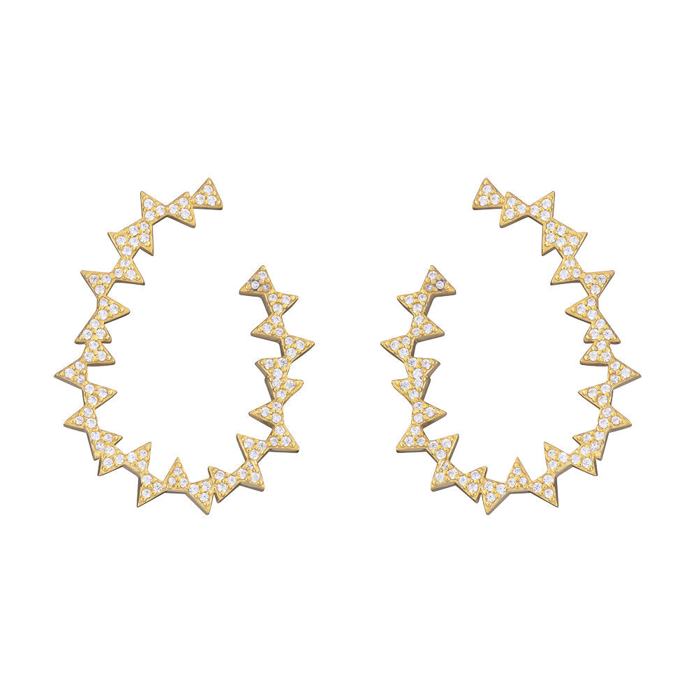 Happy Triangle Pair Earrings with stone - Gold Plated
