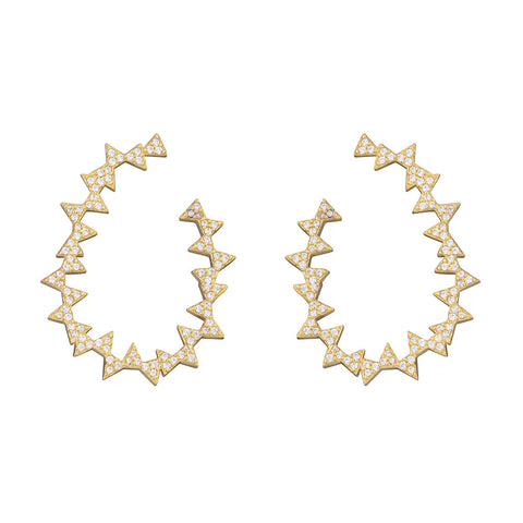 Happy Triangle Pair Earrings with stone - Gold Plated