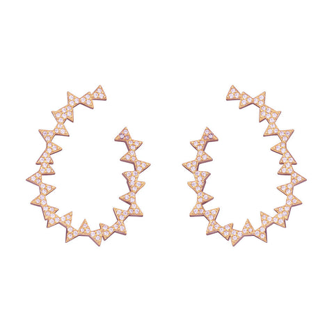 Happy Triangle Pair Earrings with stone - Pink Gold Plated