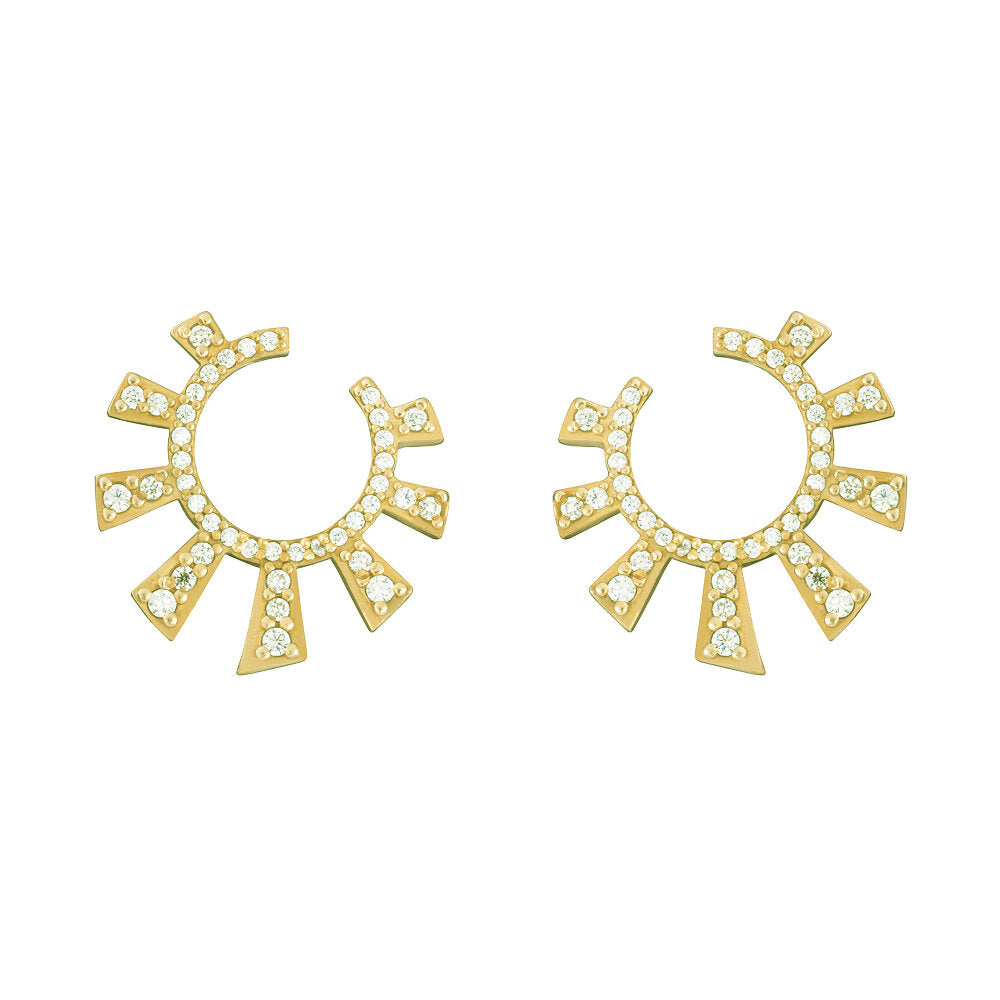 Sunny Pair Earrings with stone - Gold Plated
