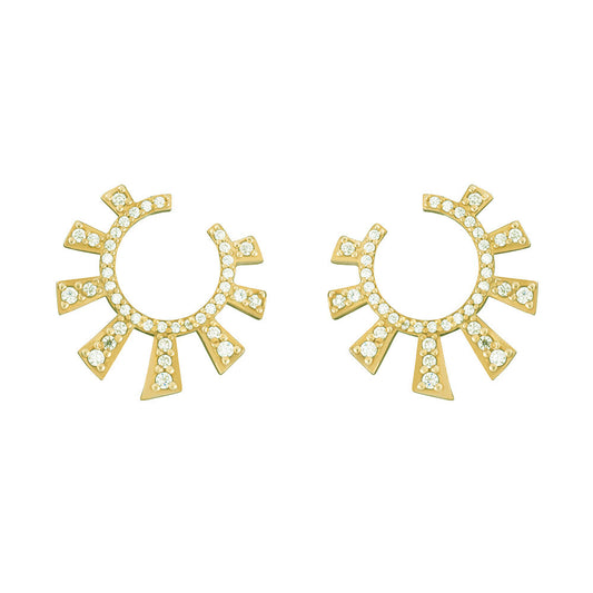 Sunny Pair Earrings with stone - Gold Plated