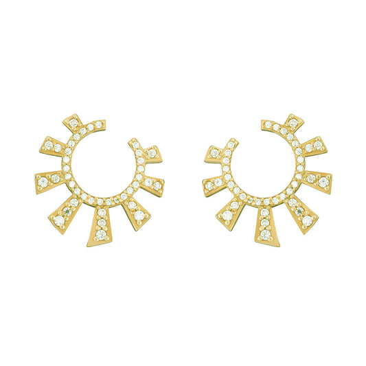 Sunny Pair Earrings with stone - Gold Plated