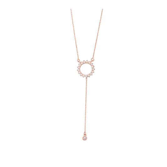 Circle Tie Necklace - Pink gold plated