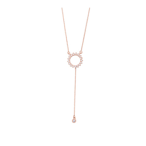 Circle Tie Necklace - Pink gold plated