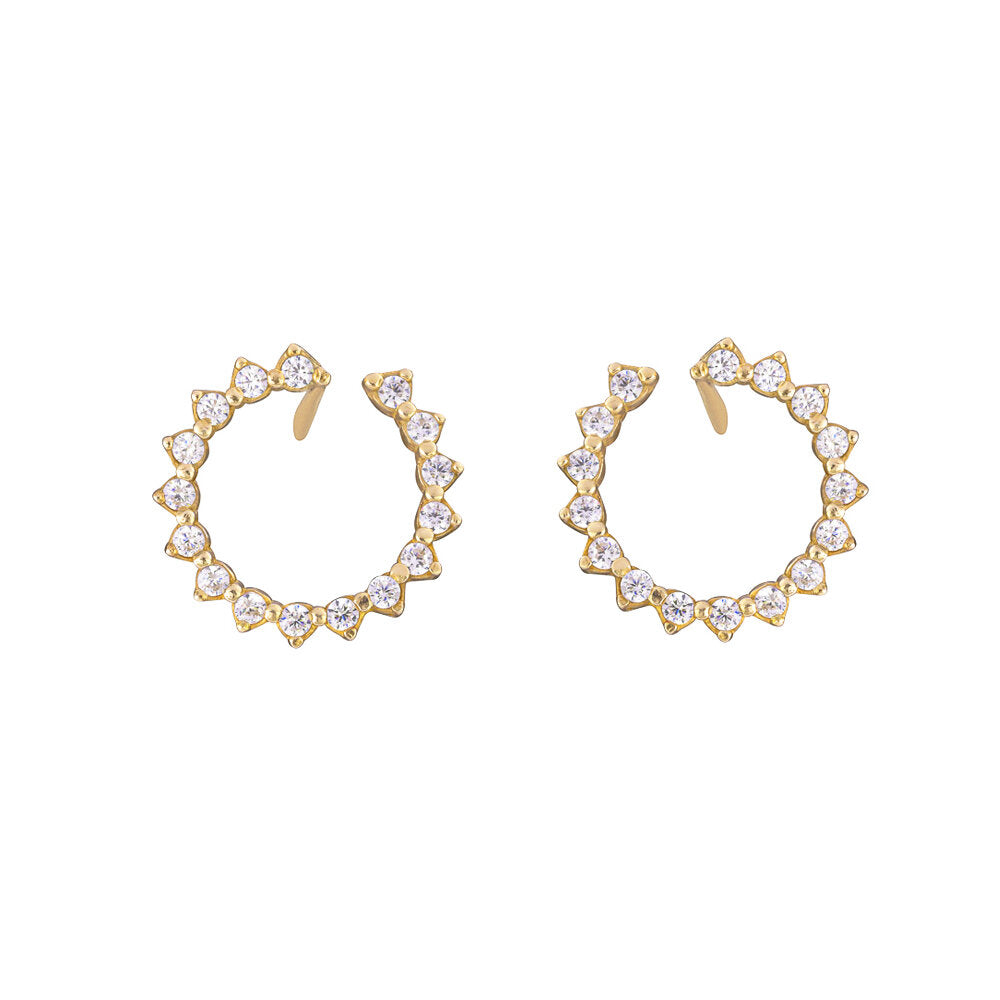 Circle Pair Earrings with stones - Gold Plated