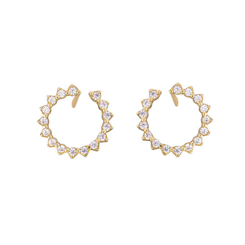 Circle Pair Earrings with stones - Gold Plated