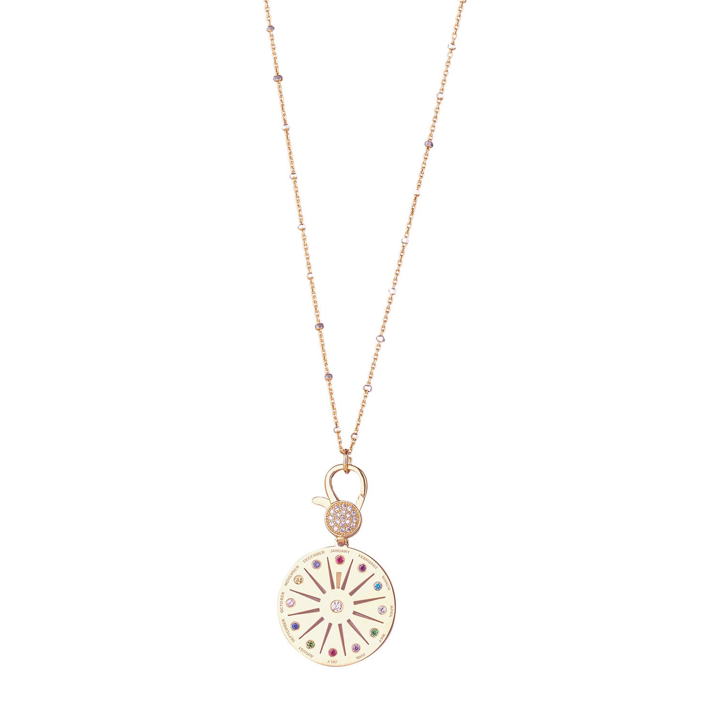 Birthstones necklace - Pink Gold Plated