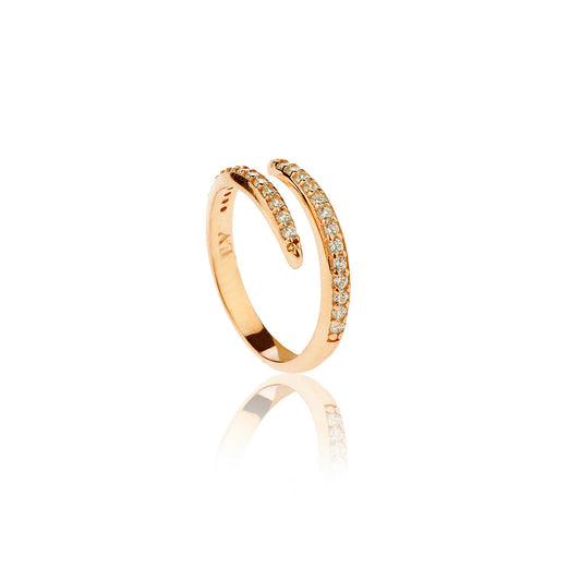 Snake Ring with stones- Pink Gold Plated