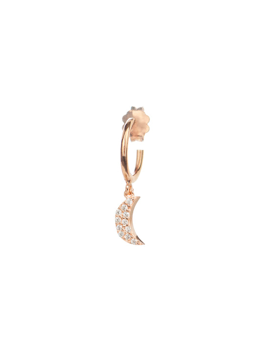 Moon Single Hoop Earring - Pink Gold Plated