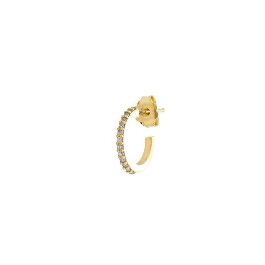Hoop With Stones Single Earring - Gold Plated