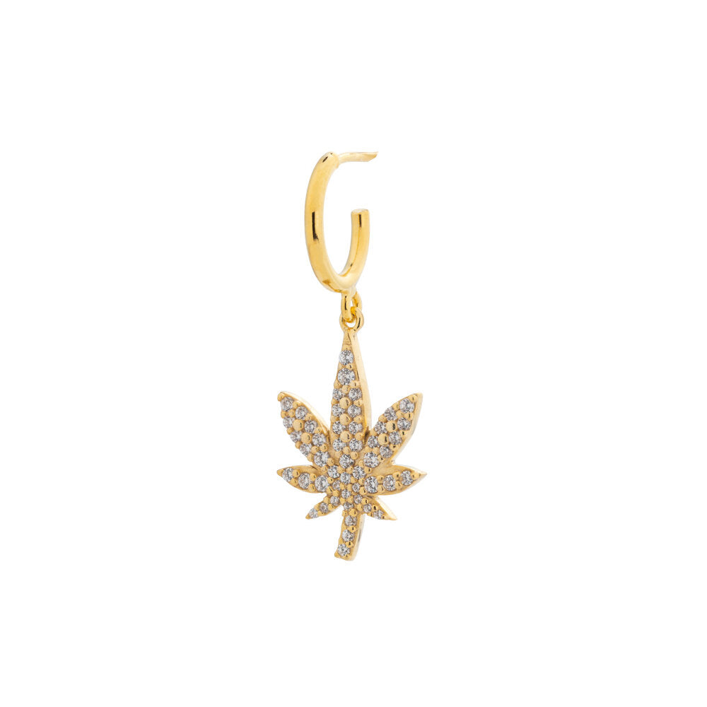 Cannabis Single earrings - Gold Plated