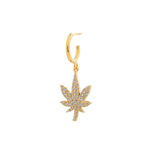 Cannabis Single earrings - Gold Plated