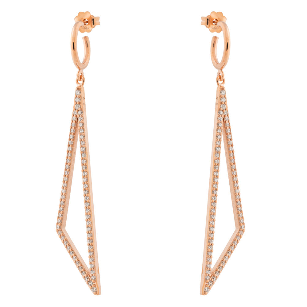 Asymmetric triangle pair earrings - Pink Gold Plated
