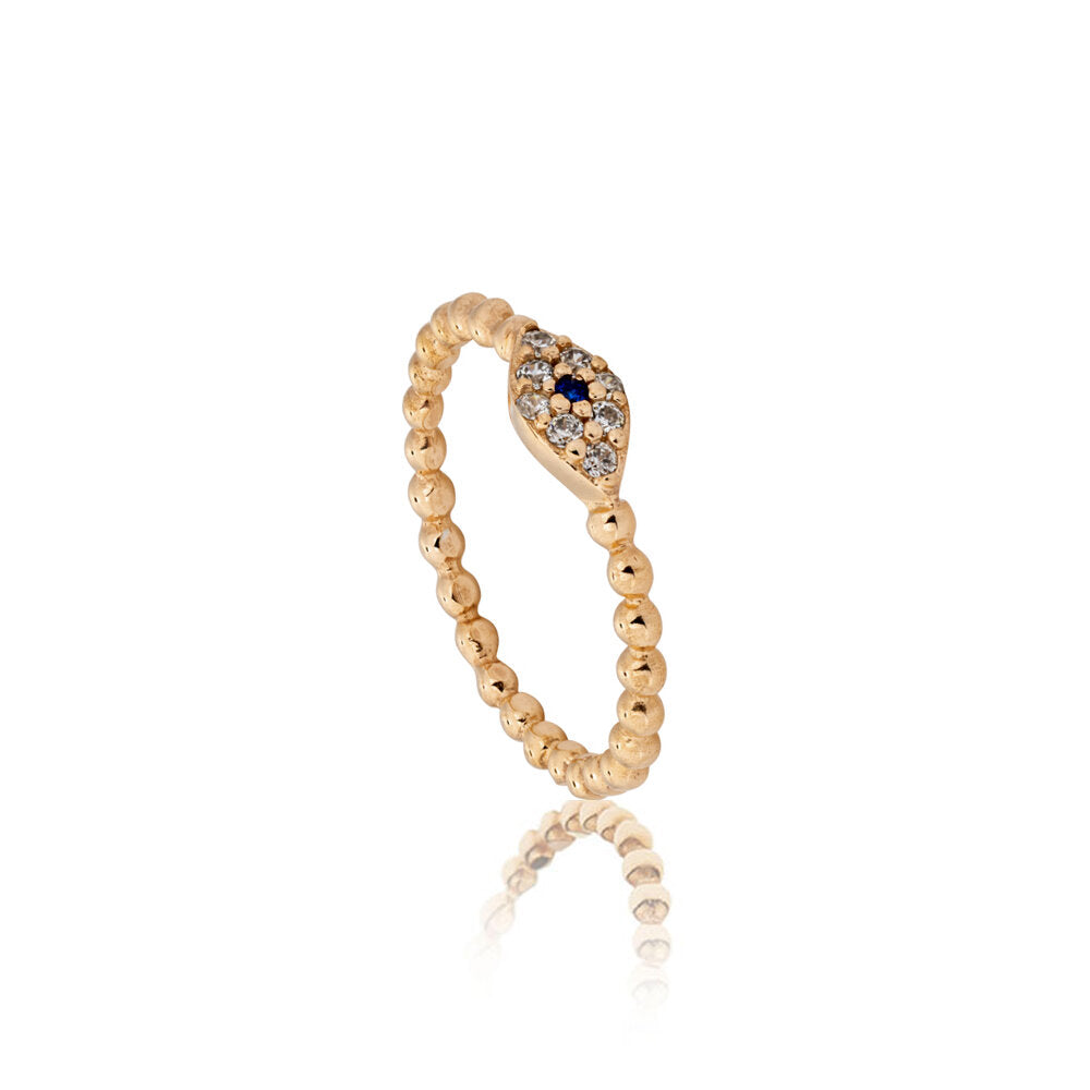 Trickle Ring with evil eyes - Pink Gold Plated