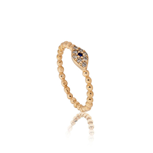 Trickle Ring with evil eyes - Pink Gold Plated