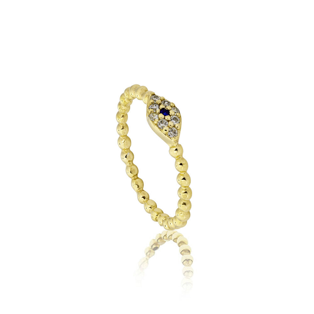 Trickle Ring with evil eyes - Gold Plated