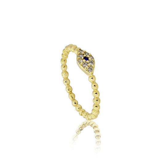 Trickle Ring with evil eyes - Gold Plated