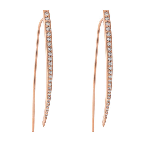 Dancing Line Pair Earrings - Pink Gold Plated