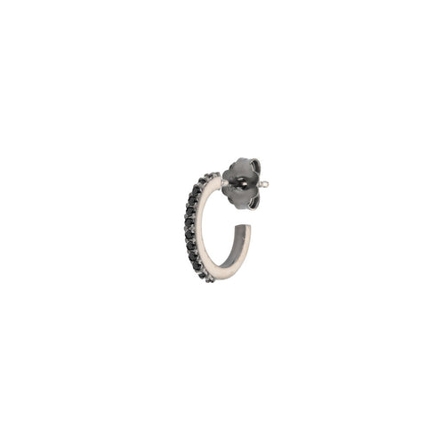 Hoop Single Earring with stone - Black Rhodium
