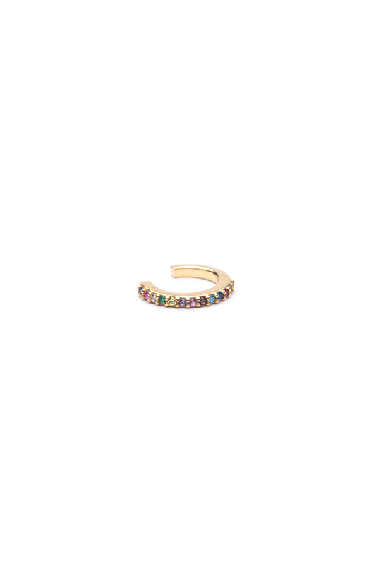 Rainbow Hoops Single Ear Cuff- Pink Gold Plated