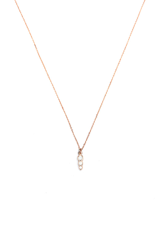 Three Stone Necklace - Pink Gold Plated