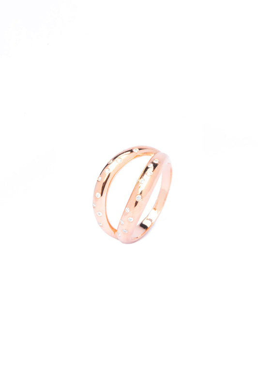 Double Stardust Ring - Pink Gold Plated