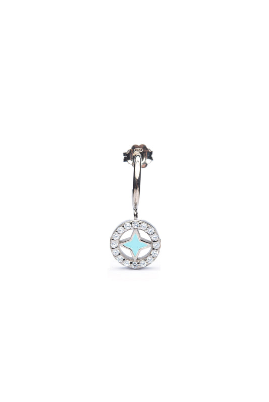 Turquoise Cross Single Hoop Earring - Antique