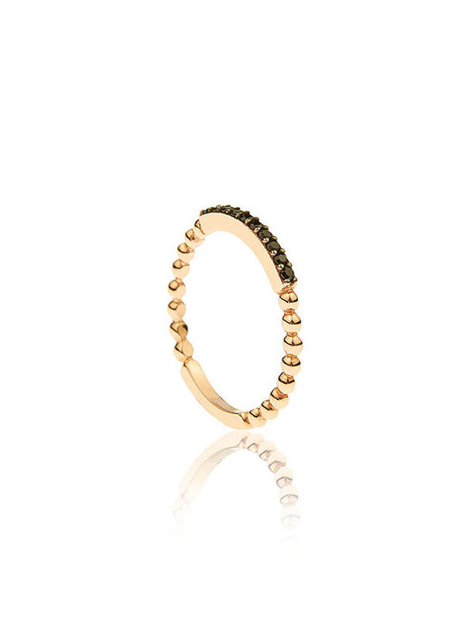 Trickle Ring with black stone - Pink Gold Plated