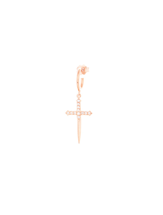 Sword Single Hoop Earring - Pink Gold Plated