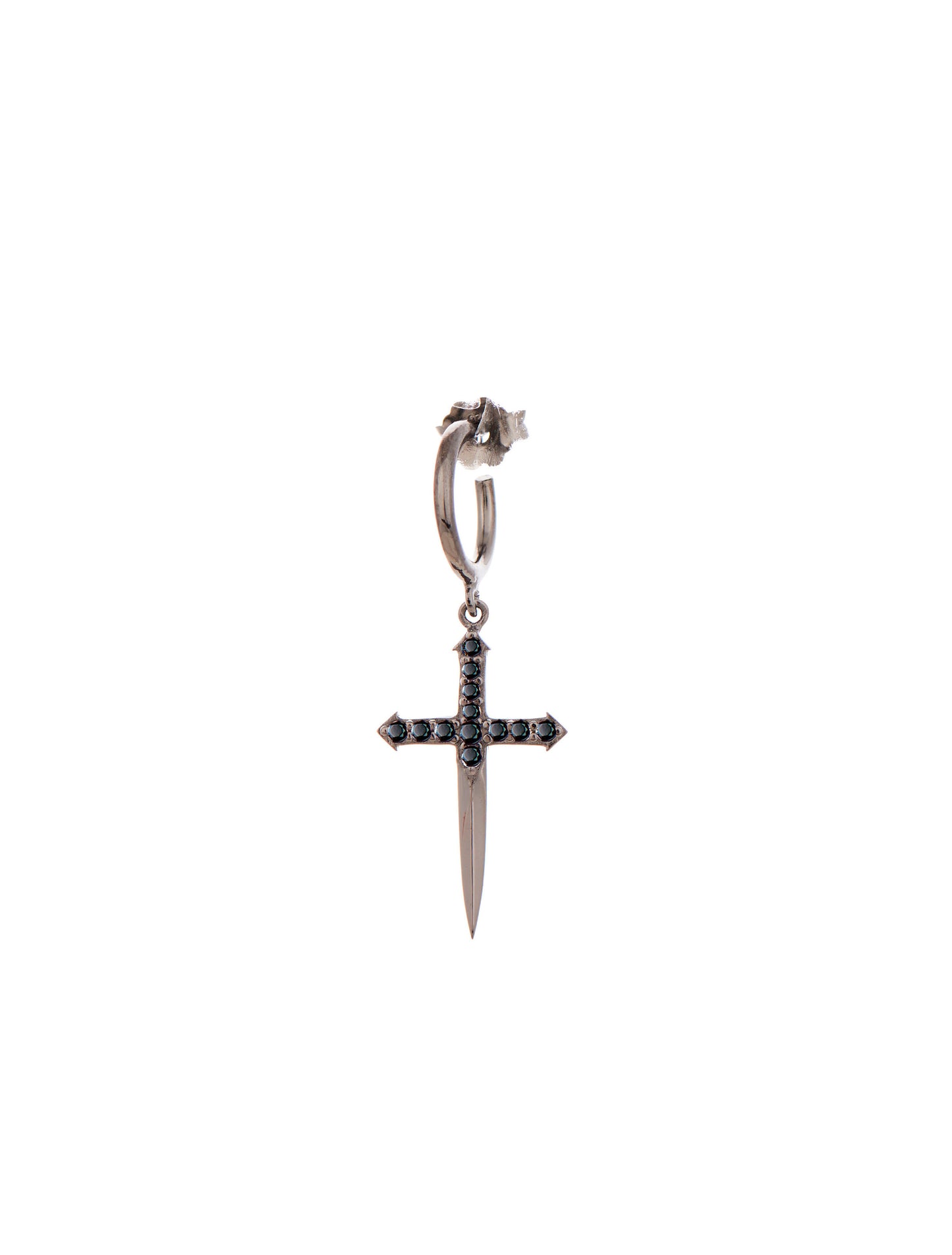 Sword Single Hoop Earring - Black Rhodium
